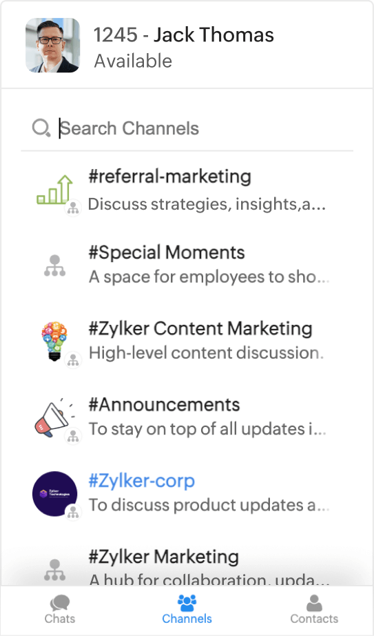 Business chat in Zoho People