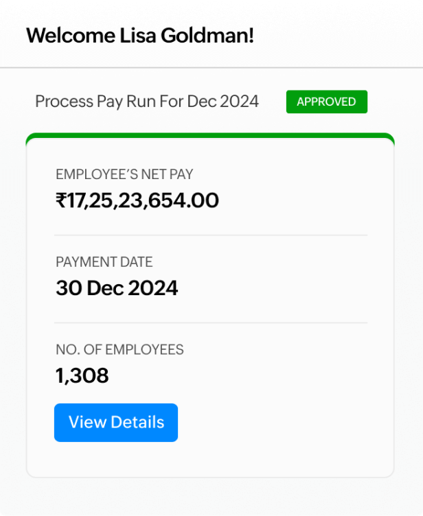 Pay run in Zoho Payroll